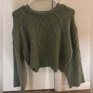 Women's Olive Cable Knit Sweater
